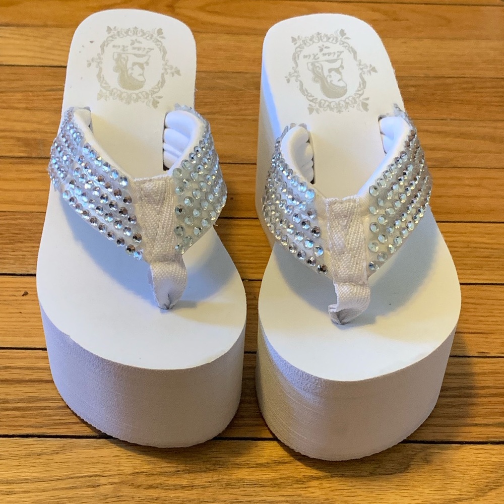 Awesome white bridal platform flip flops